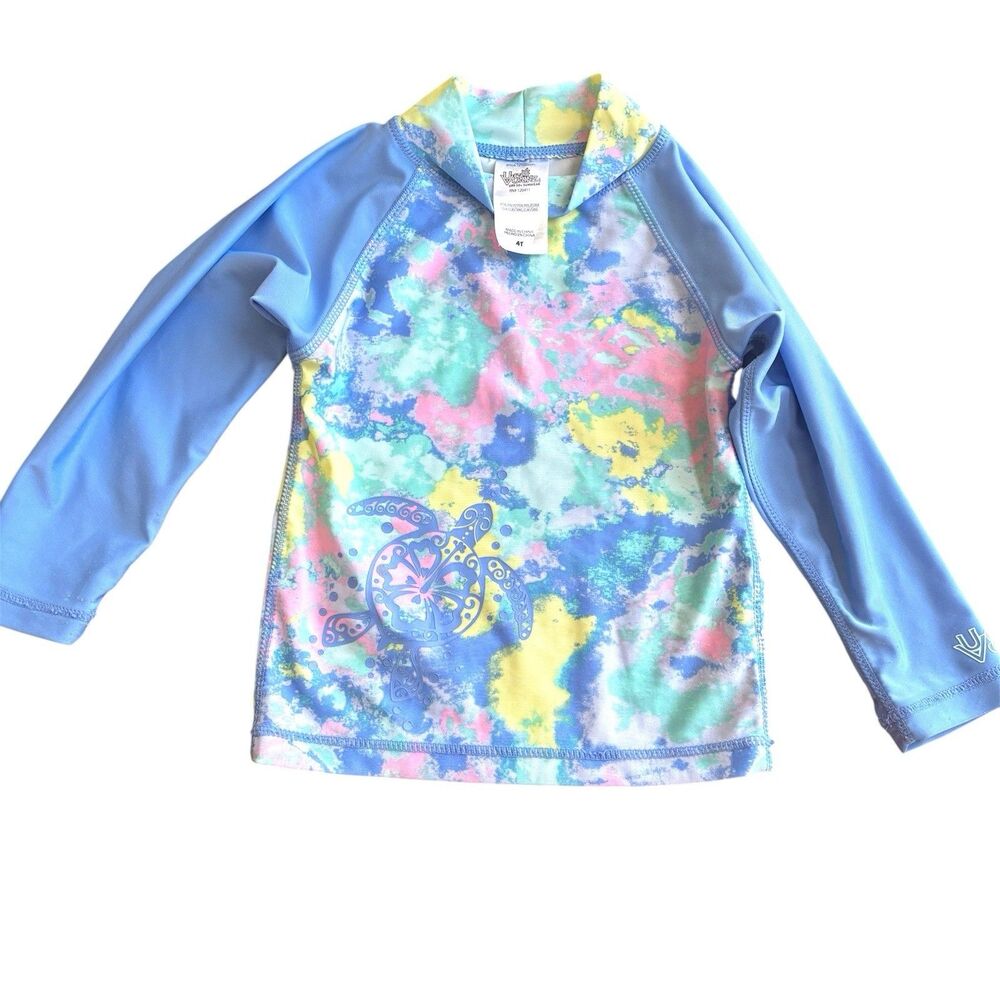 UV Skinz Girls Rash Guard Long Sleeve 4T Tropical Swim Beach UPF Outdoors Turtle